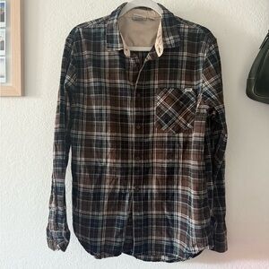 Vans Men's Brown and Blue Plaid Shirt